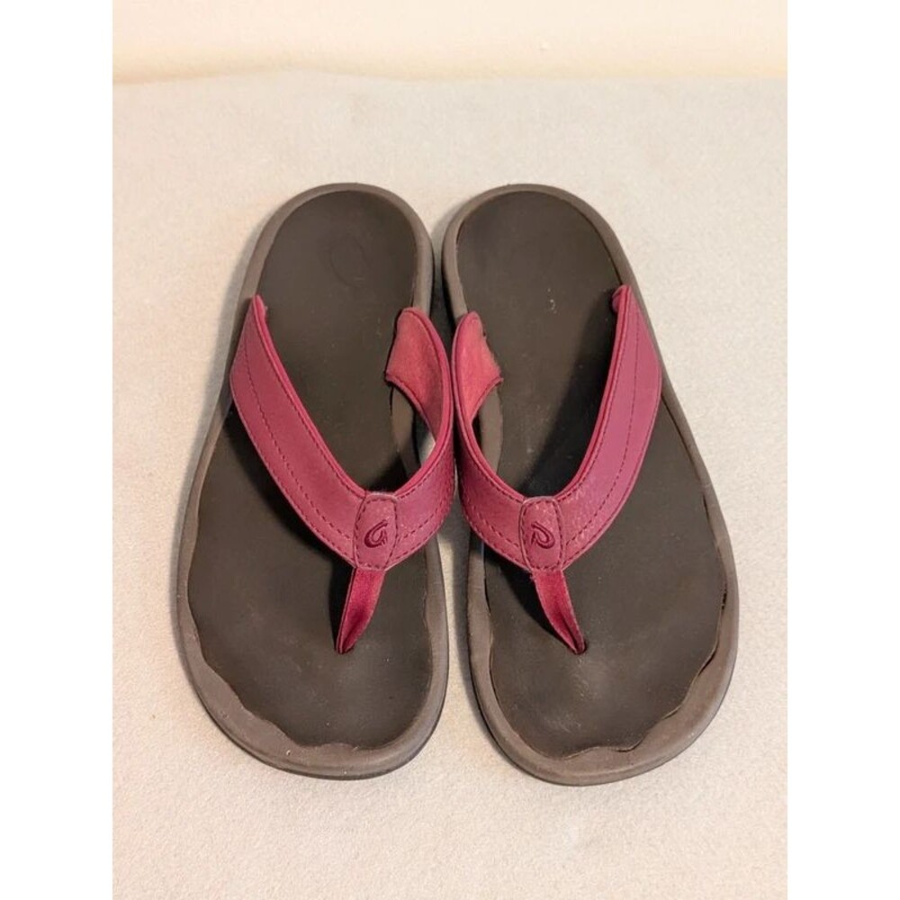OluKai Ohana Women's Size 9 Flip Flop Sandals Berry Pink Synthetic Leather Thong
